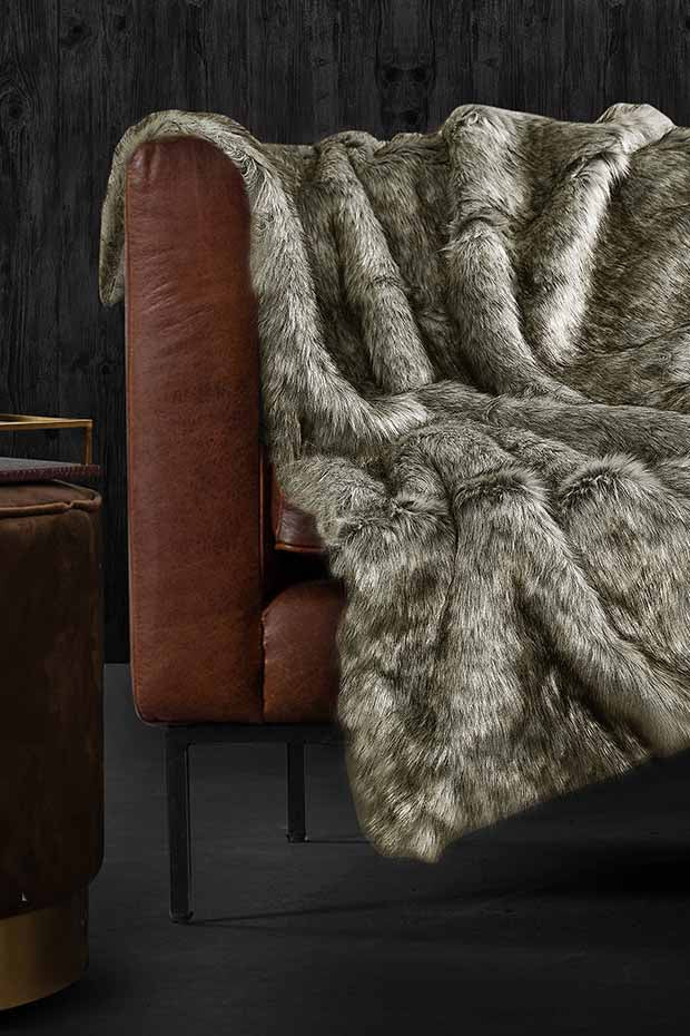 Grey Faux Fur Throw